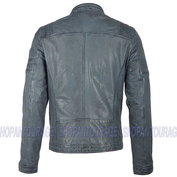 Cave Blue Men`s Long Sleeve Genuine Leather Jacket By Mauritius. - Picture 2 of 6